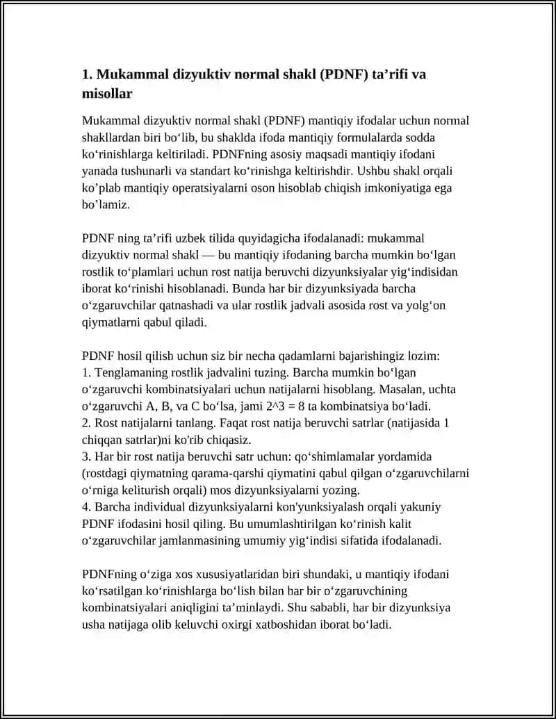 NORMAL FORMULALAR. MUKAMMAL KONYUKTIV NORMAL SHAKL VA MUKAMMAL DIZYUKTIV NORMAL SHAKL 3