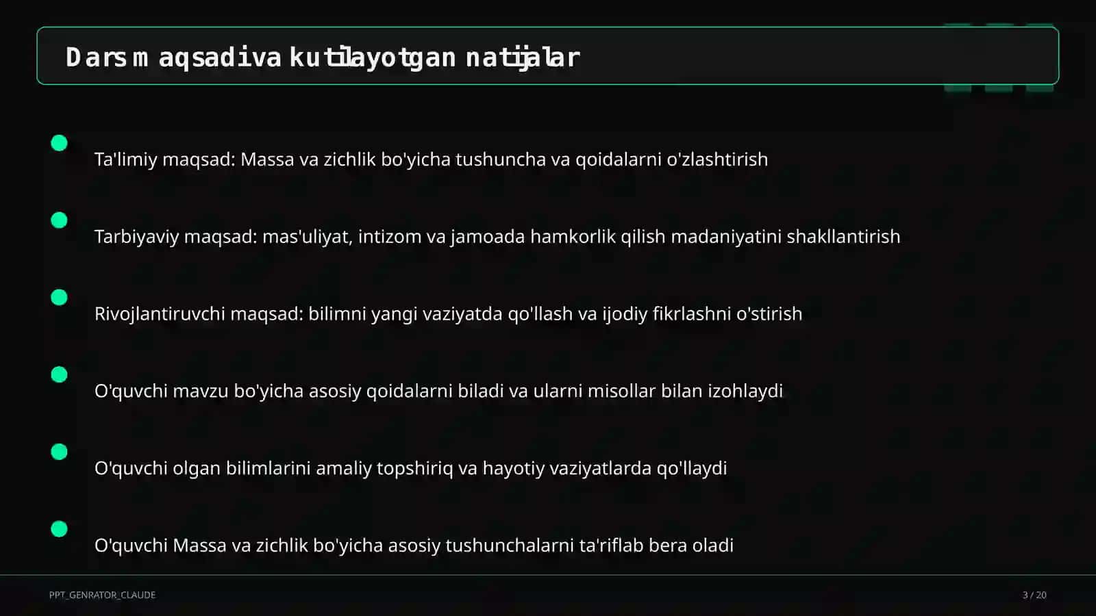 Massa va zichlik (6-sinf) 3