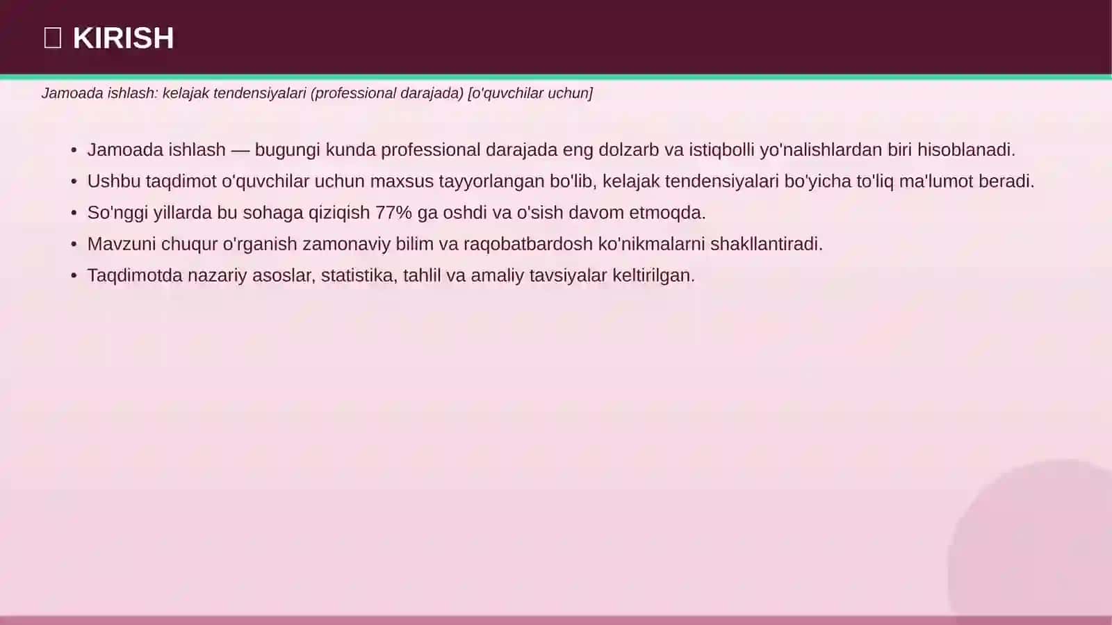 Jamoada ishlash: kelajak tendensiyalari (professional darajada) [o'quvchilar uchun] 3