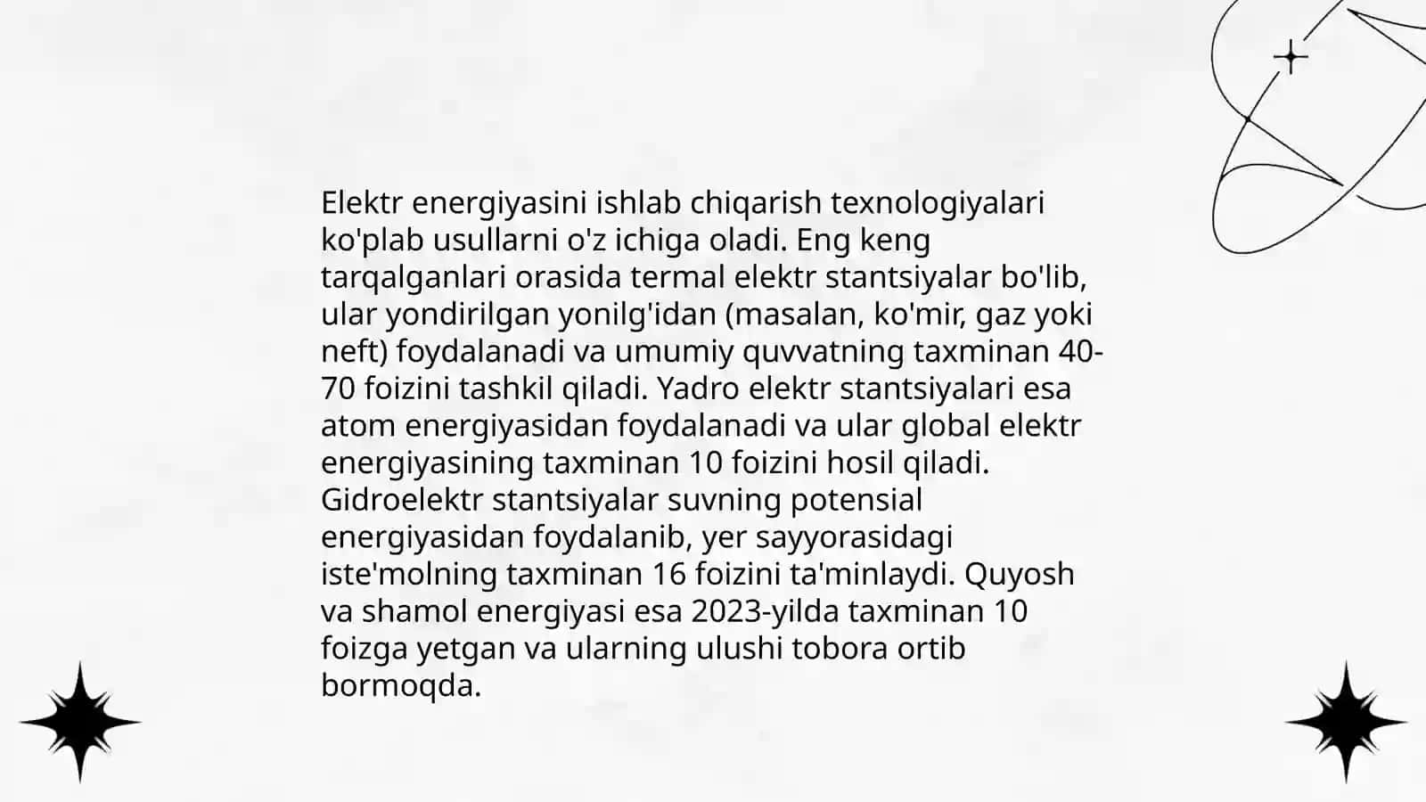 Elektir enegiya ishlab chqarish taqsimlashva istimol qilish jarayonlari 3