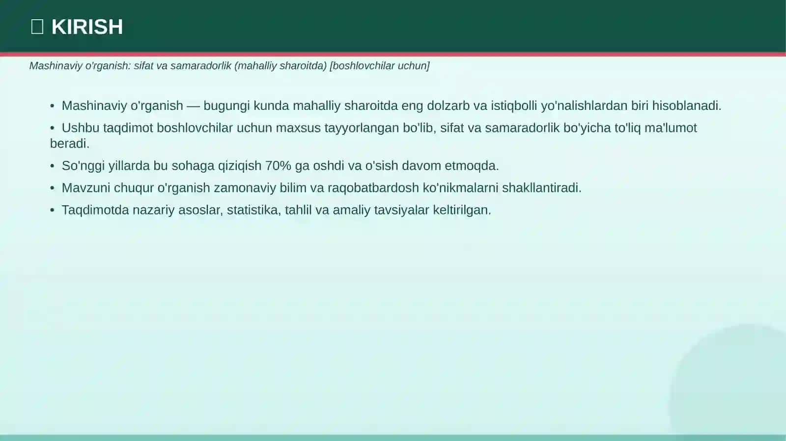 MASHINAVIY O'RGANISH 3