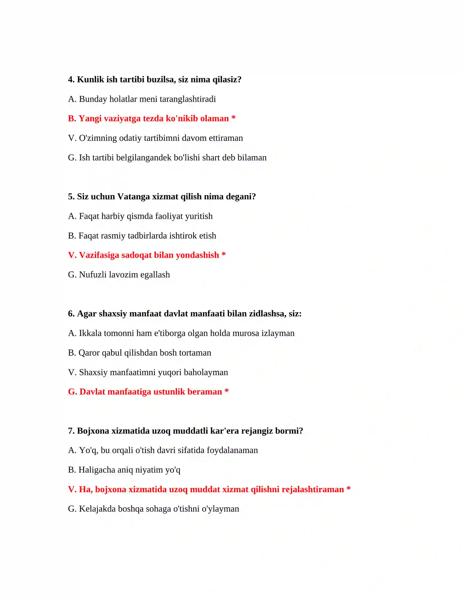 Bojxona organlariga kirish testlari 3