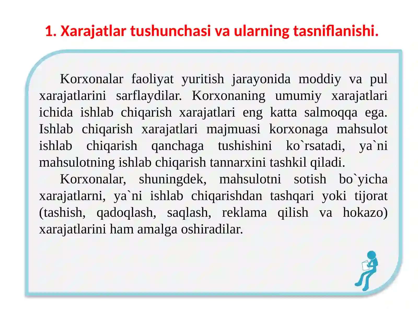KORXONA RENTABELLIGI, DAROMAD VA XARAJATLAR 3