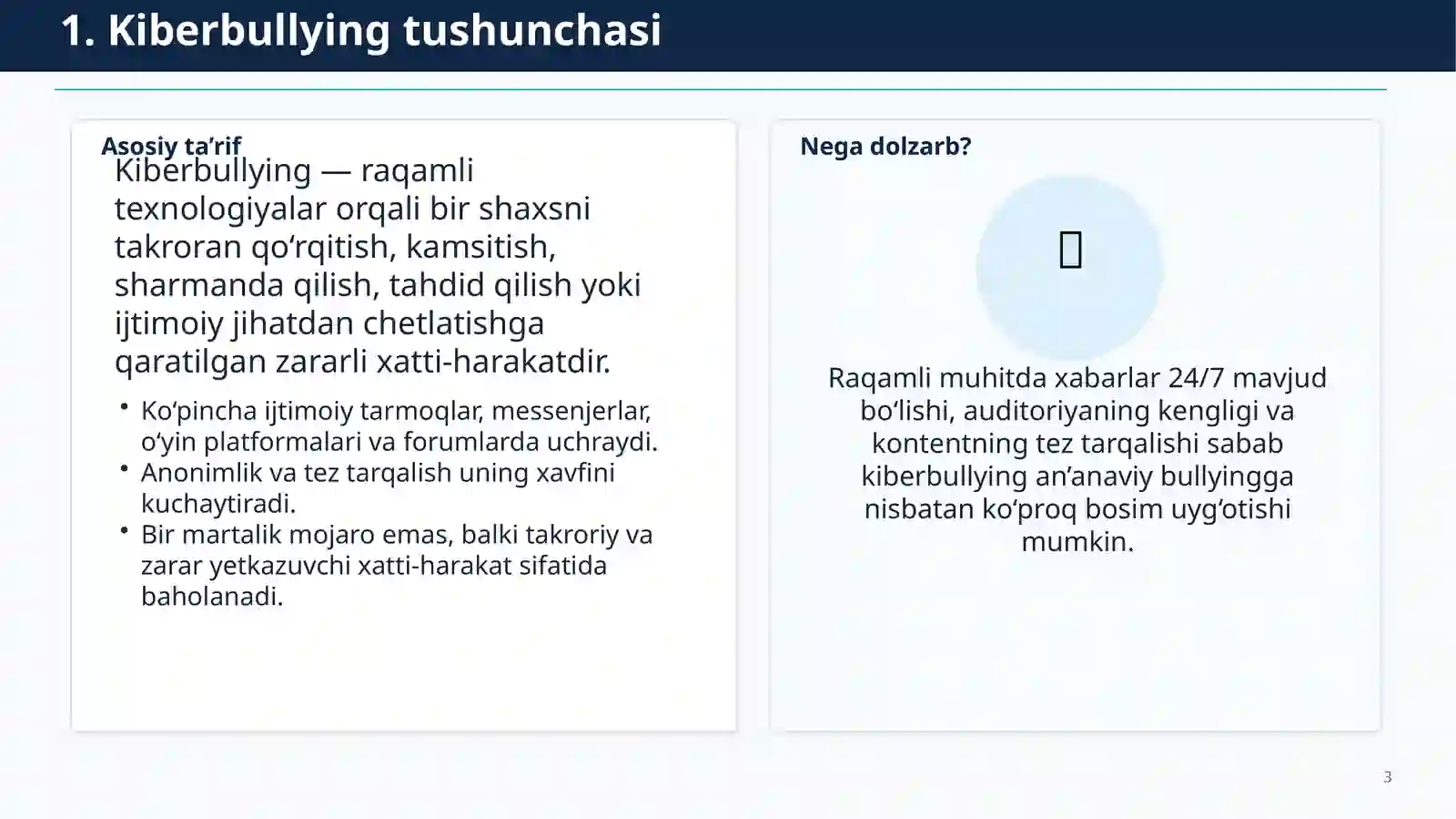 Kiberbullying tushunchasi, turlari va sabablari 3
