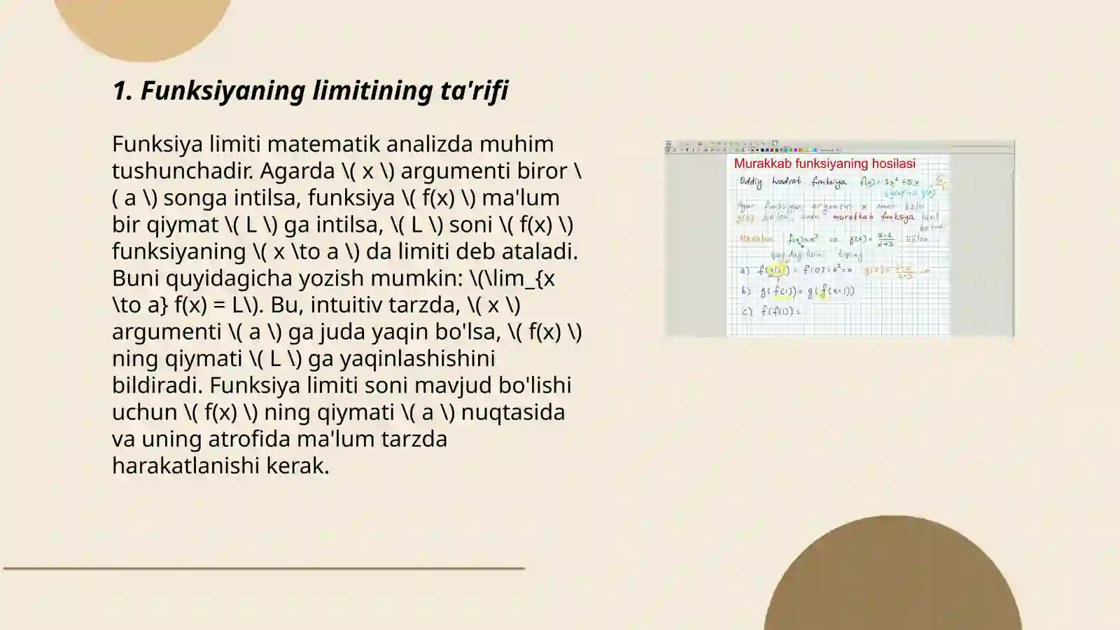 Funksiya limitlari 3
