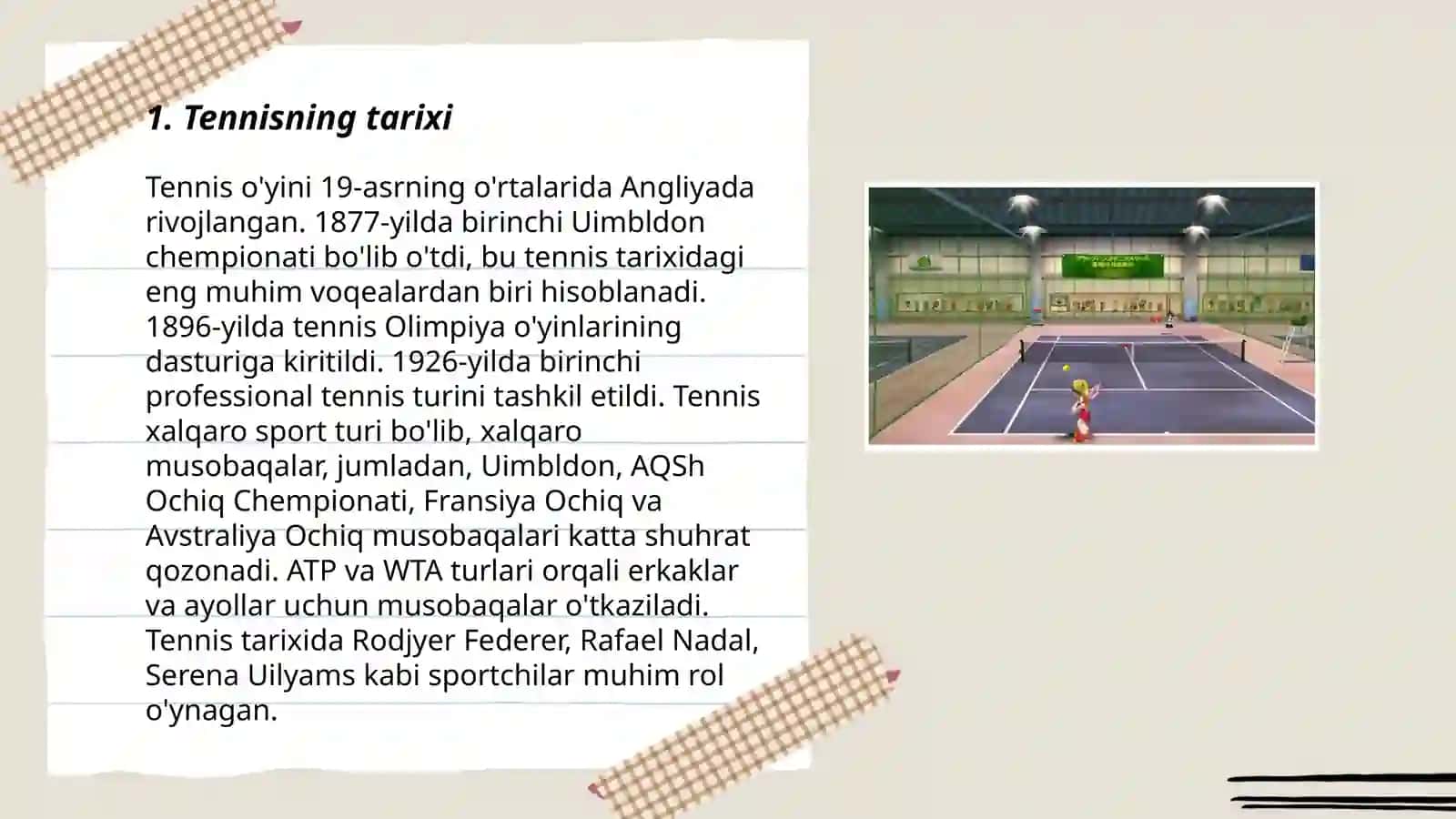 Sport oʻyinlari tennis 3