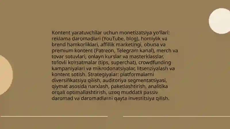 Kontent yaratuvchilar iqtisodiyoti 3