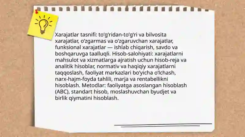 Ilg’or boshqaruv hisobi hayaotlar hisobini yuritish 3