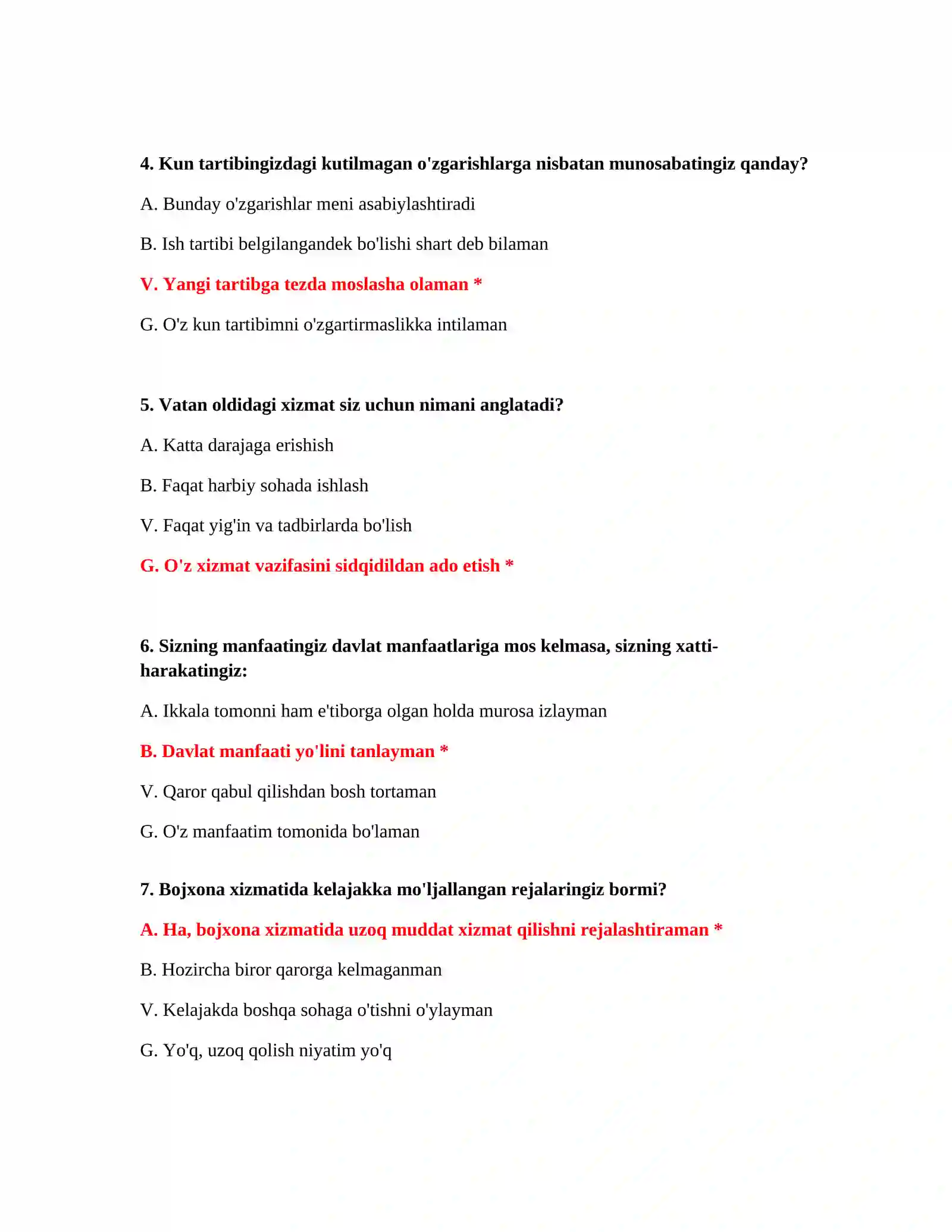 Bojxona ishga kirish test savollari va javoblari PDF 3