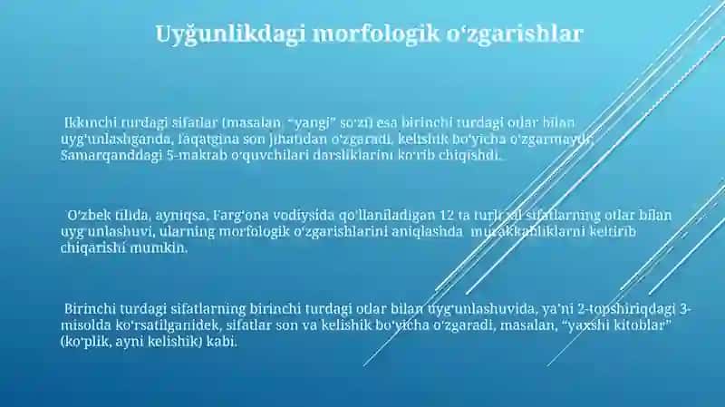 1,2 Turlanishdagi sifatlarning 1,2 turdagi otlar bilan moslashishi 3