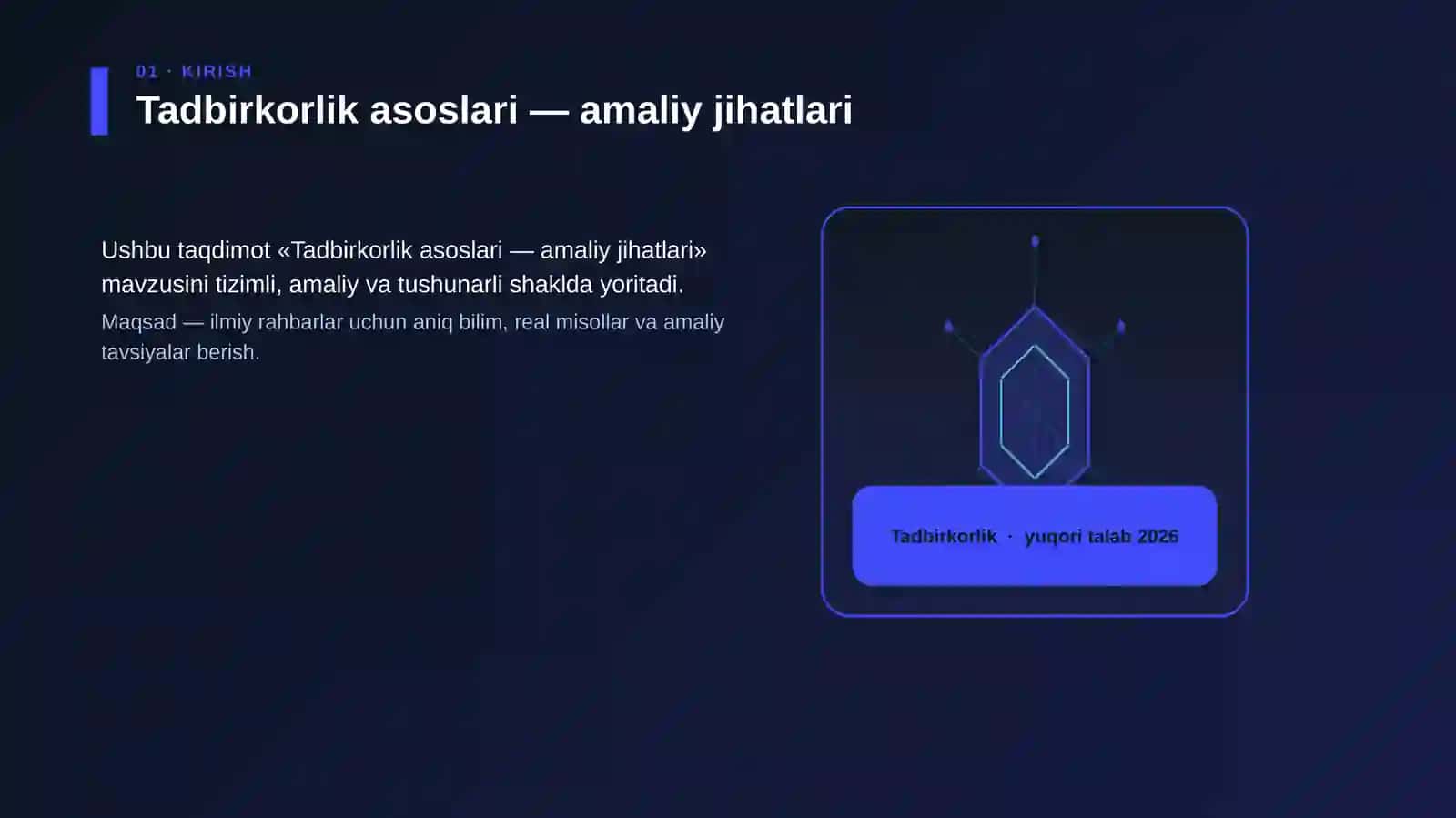 Tadbirkorlik asoslari — amaliy jihatlari 3