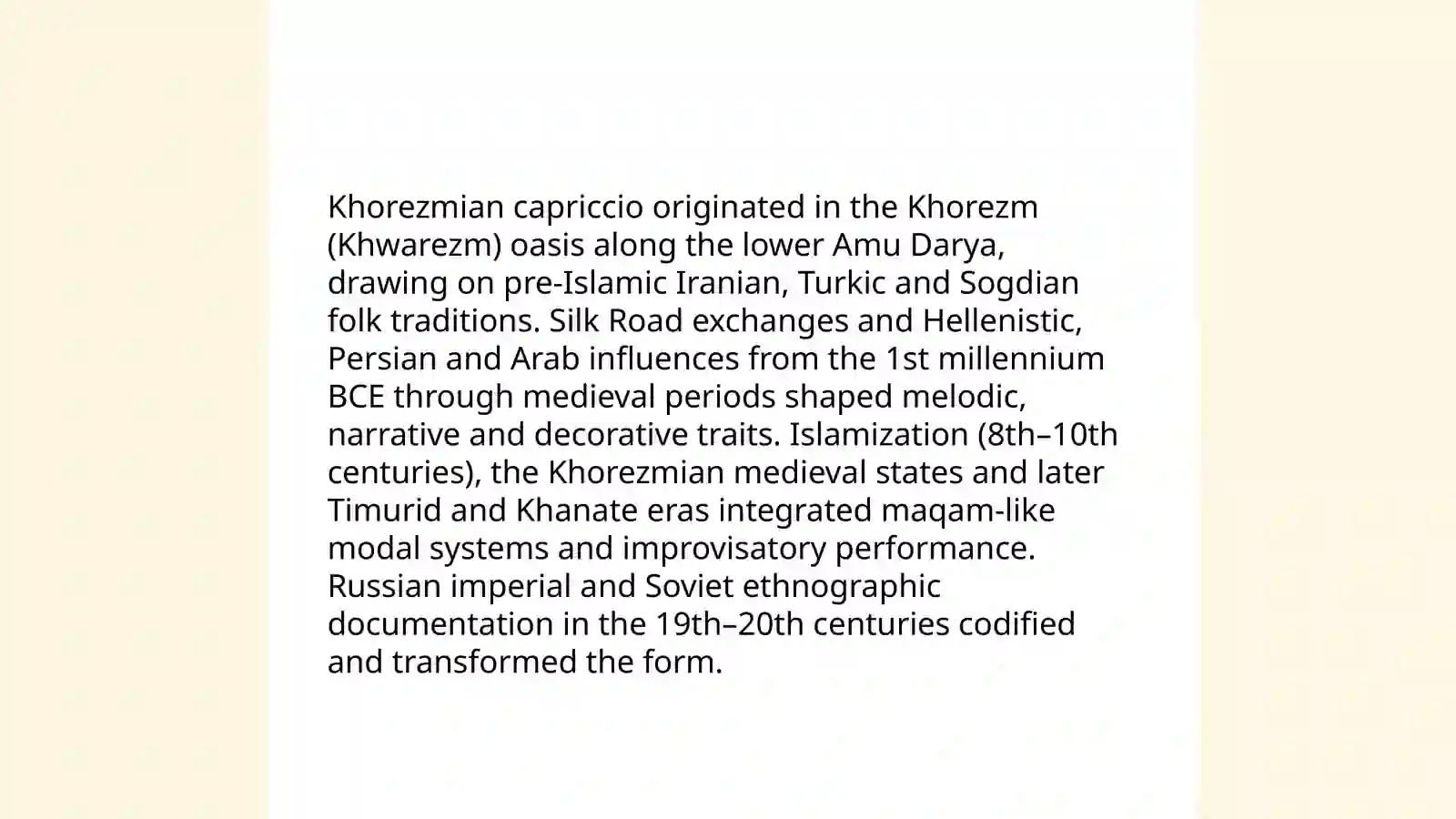 Khorezmian capriccio 3