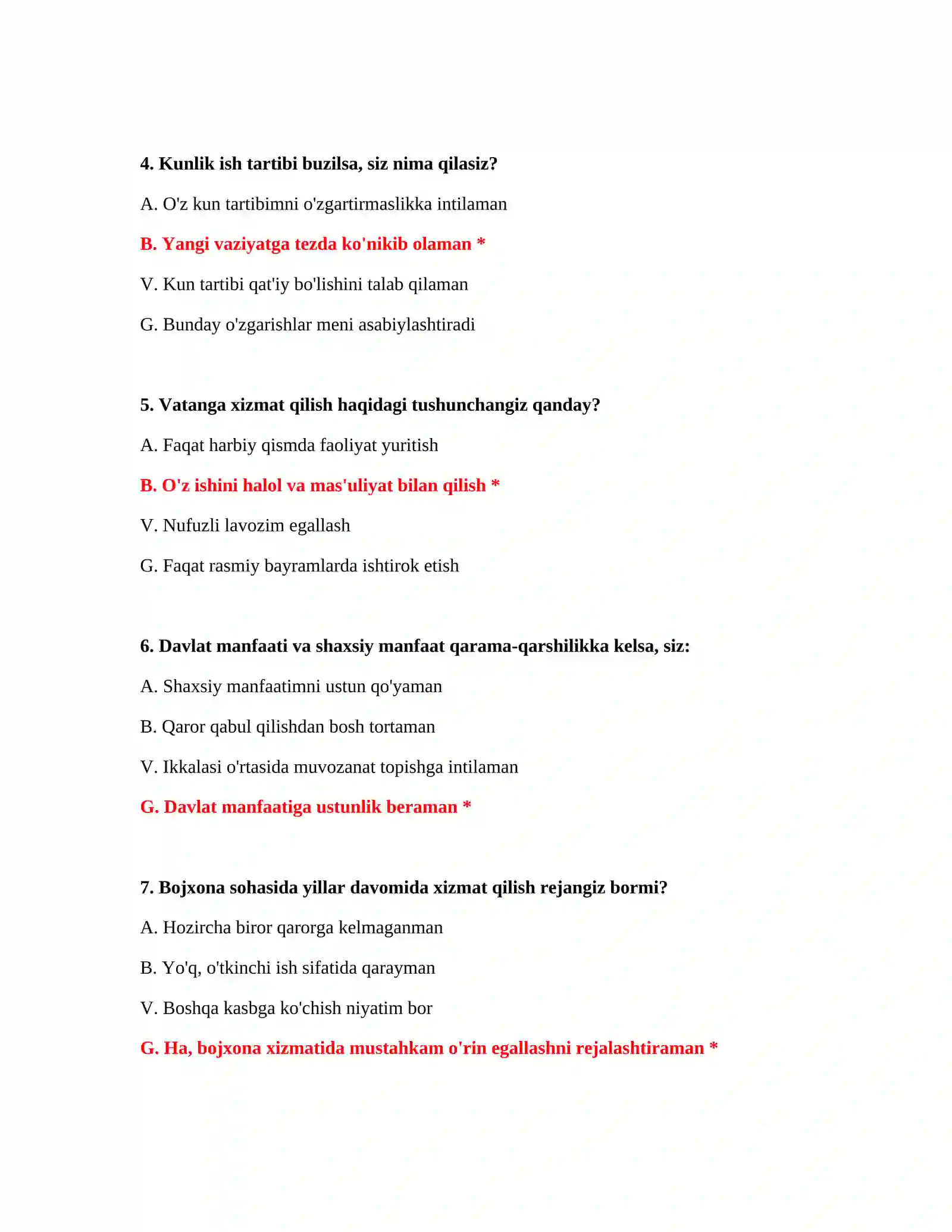 Bojxona organlariga ishga kirish test savollari 3