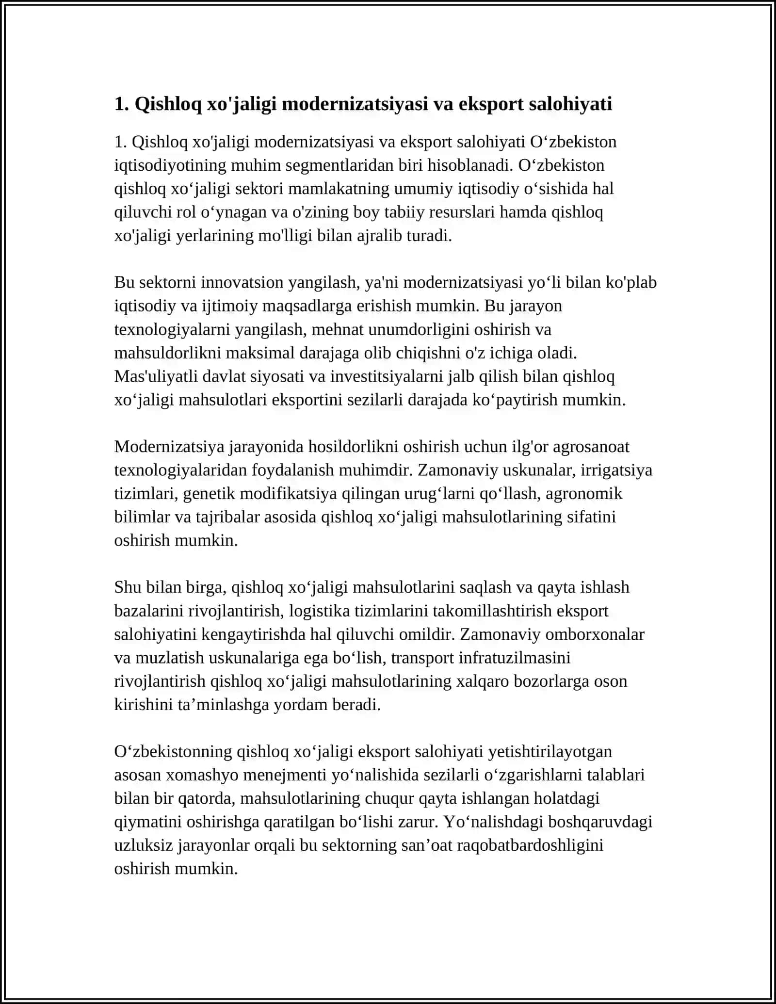 O'ZBEKISTONDA IQTISODIY O'SISHNING ASOSIY DRAYVERLARI SEKTORLARI KESIMIDAGI TAHLILI 3