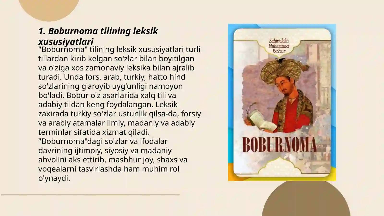 "Boburnoma" asarining til xususiyati 3
