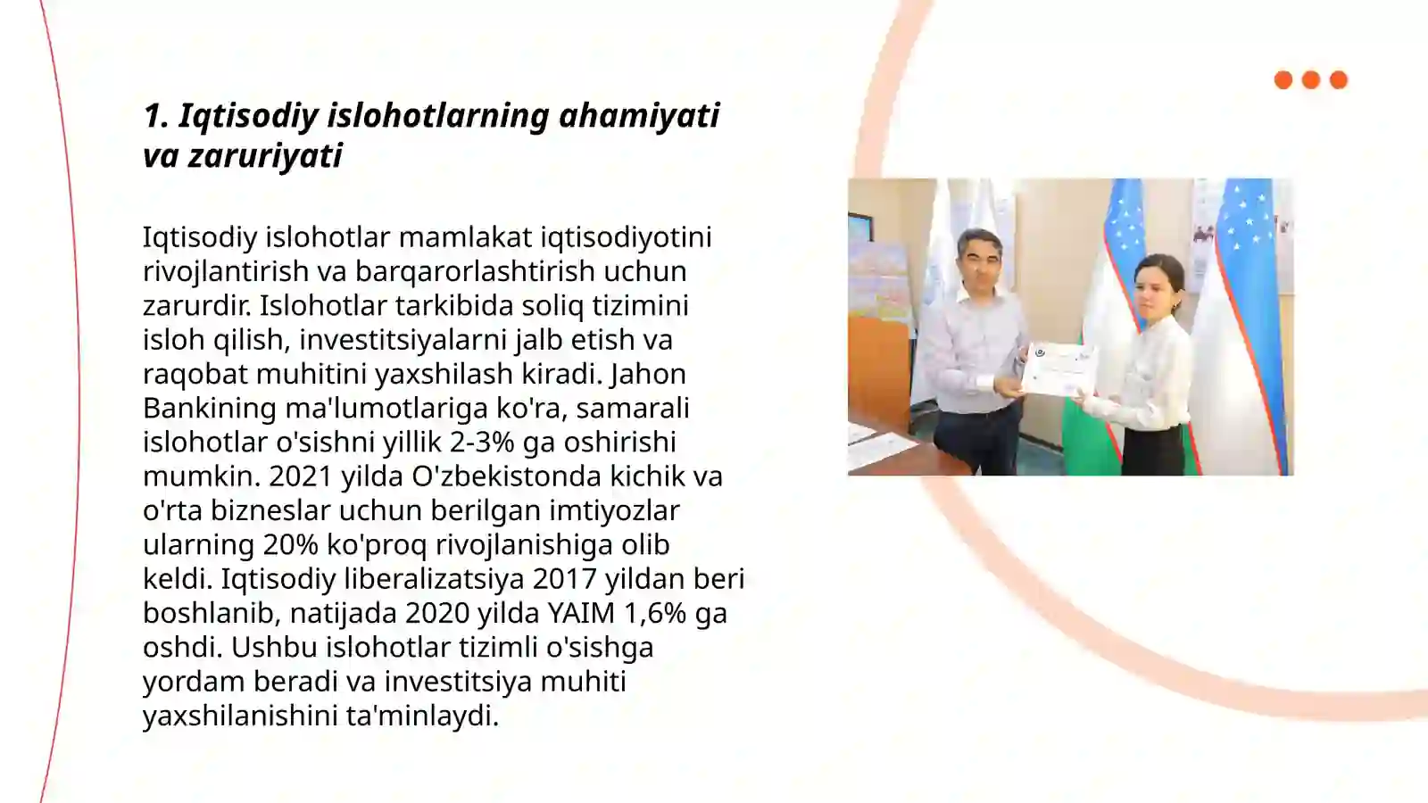 Iqtisodiy islohotlar,xususiy mulkchilikning shakllanishi.O‘zbekistonda bozor munosabatlari 3