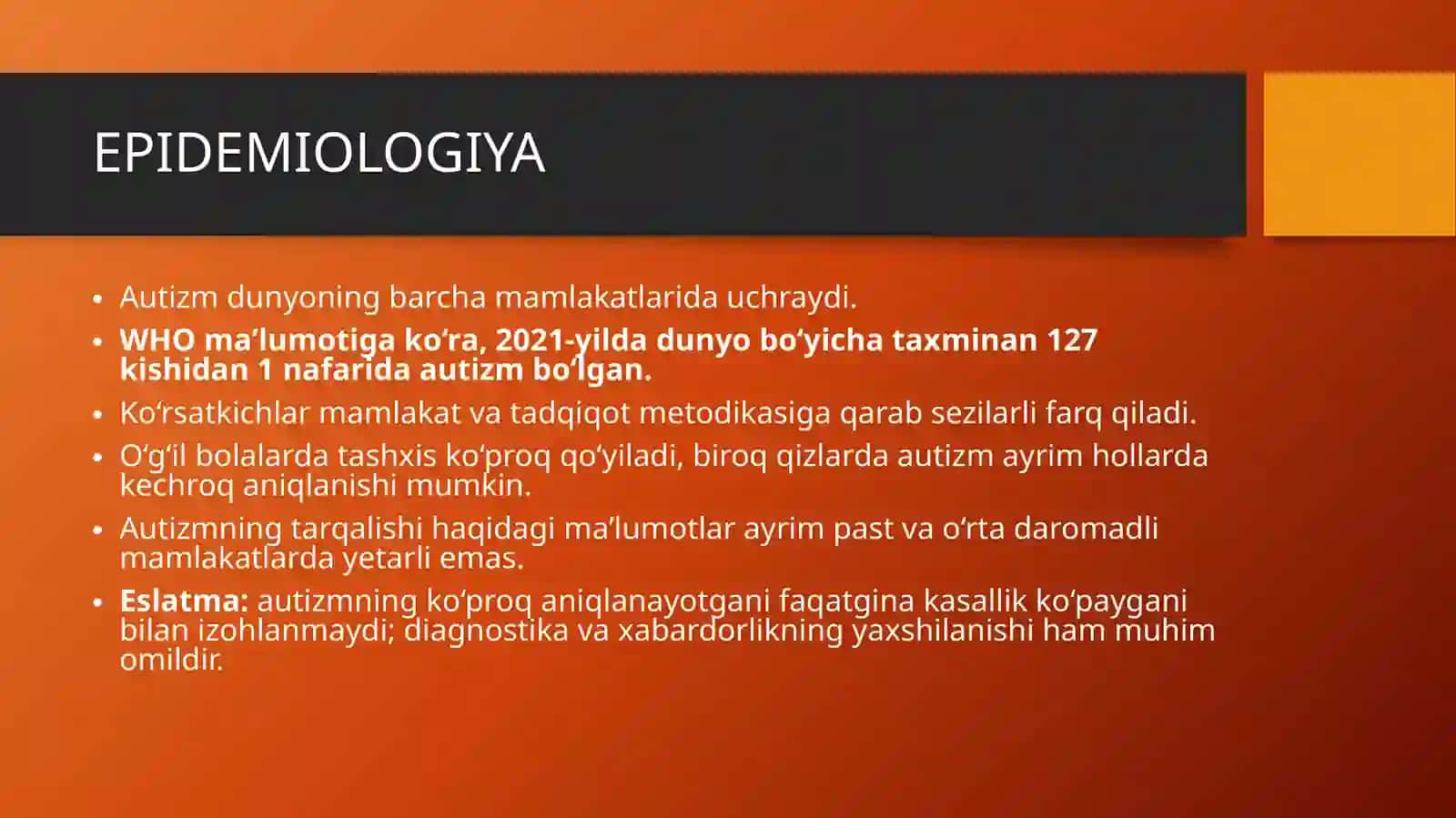 Autizm spektri buzilishi(ASB) 3