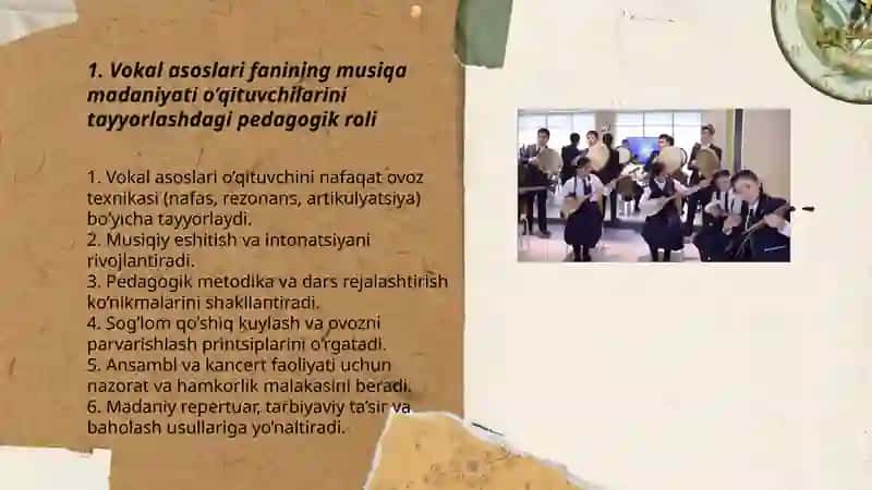 Vokal asoslari fanining musiqa madaniyati o’qituvchilarini tayyorlashdagi ahamayati 3