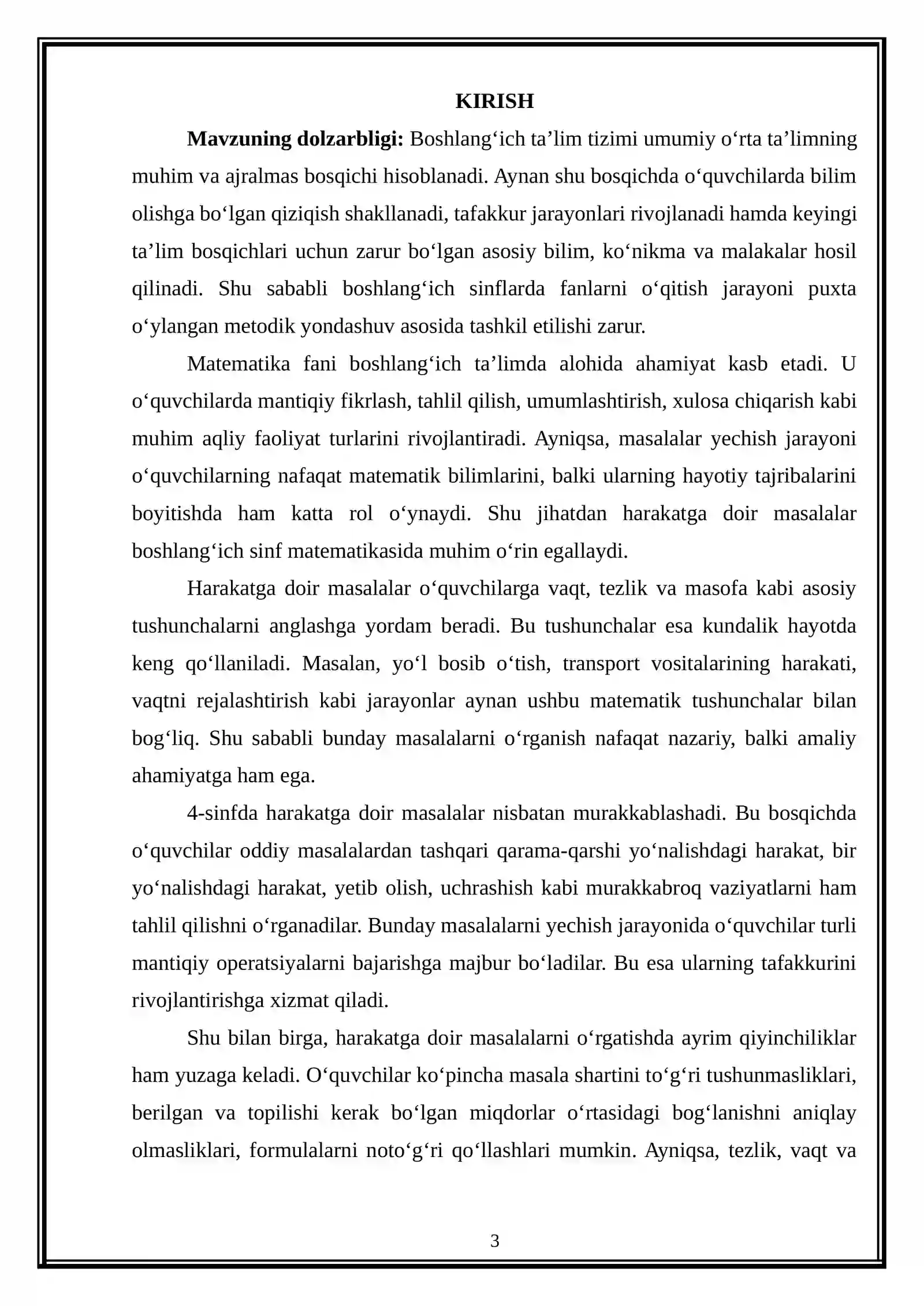 4-sinfda harakatga doir masalalarni yechishga o‘rgatish 3