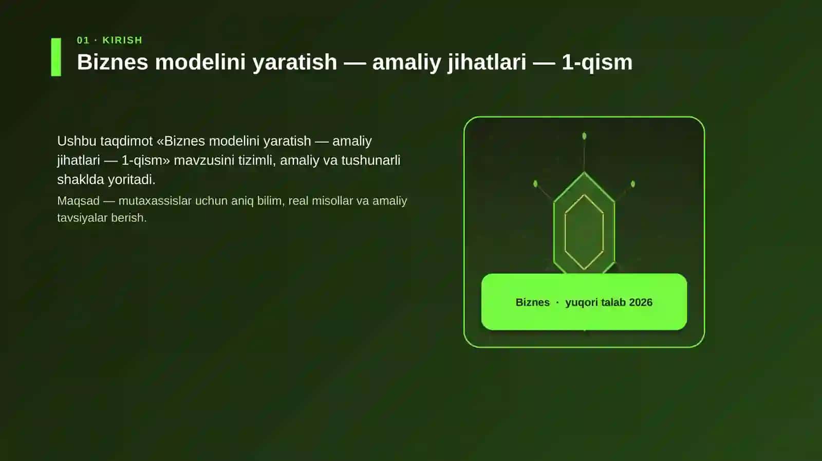 Biznes modelini yaratish — amaliy jihatlari — 1-qism 3