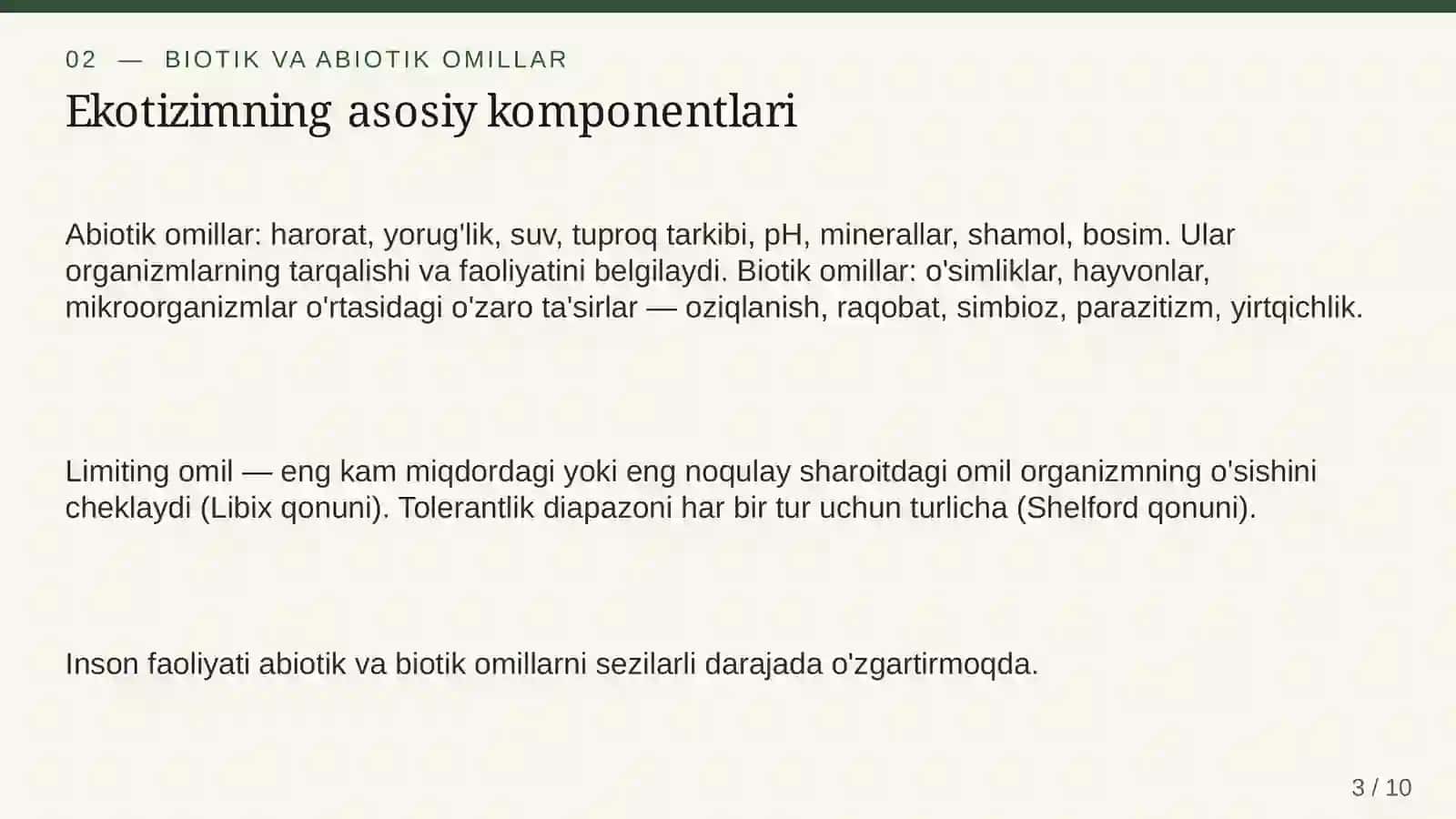 Ekologik tizimlar va oziqa zanjiri 3