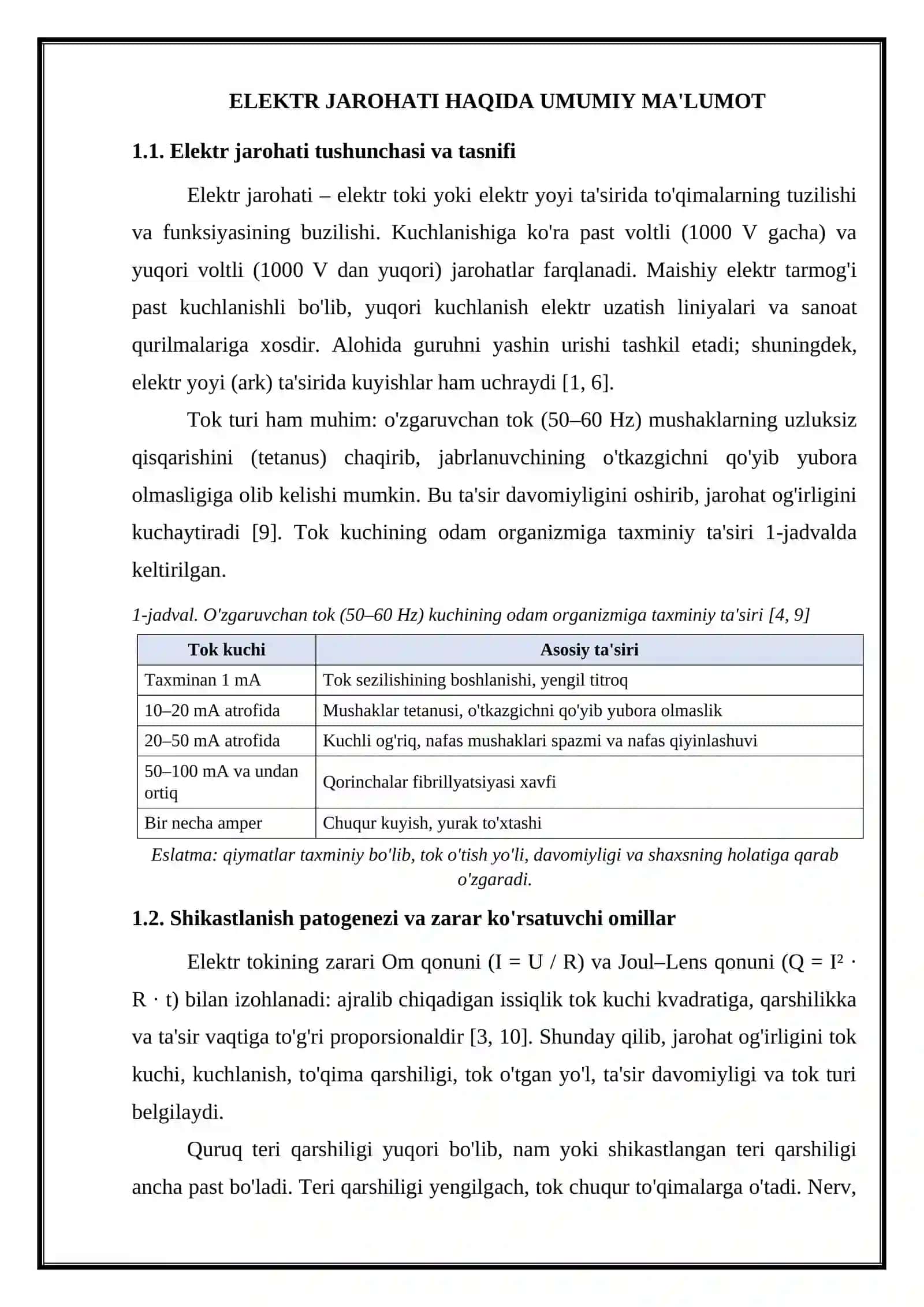 ELEKTR JAROHATINING KECHIKTIRILGAN ASORATLARI: TIBBIY KUZATUV ZARURATI 3