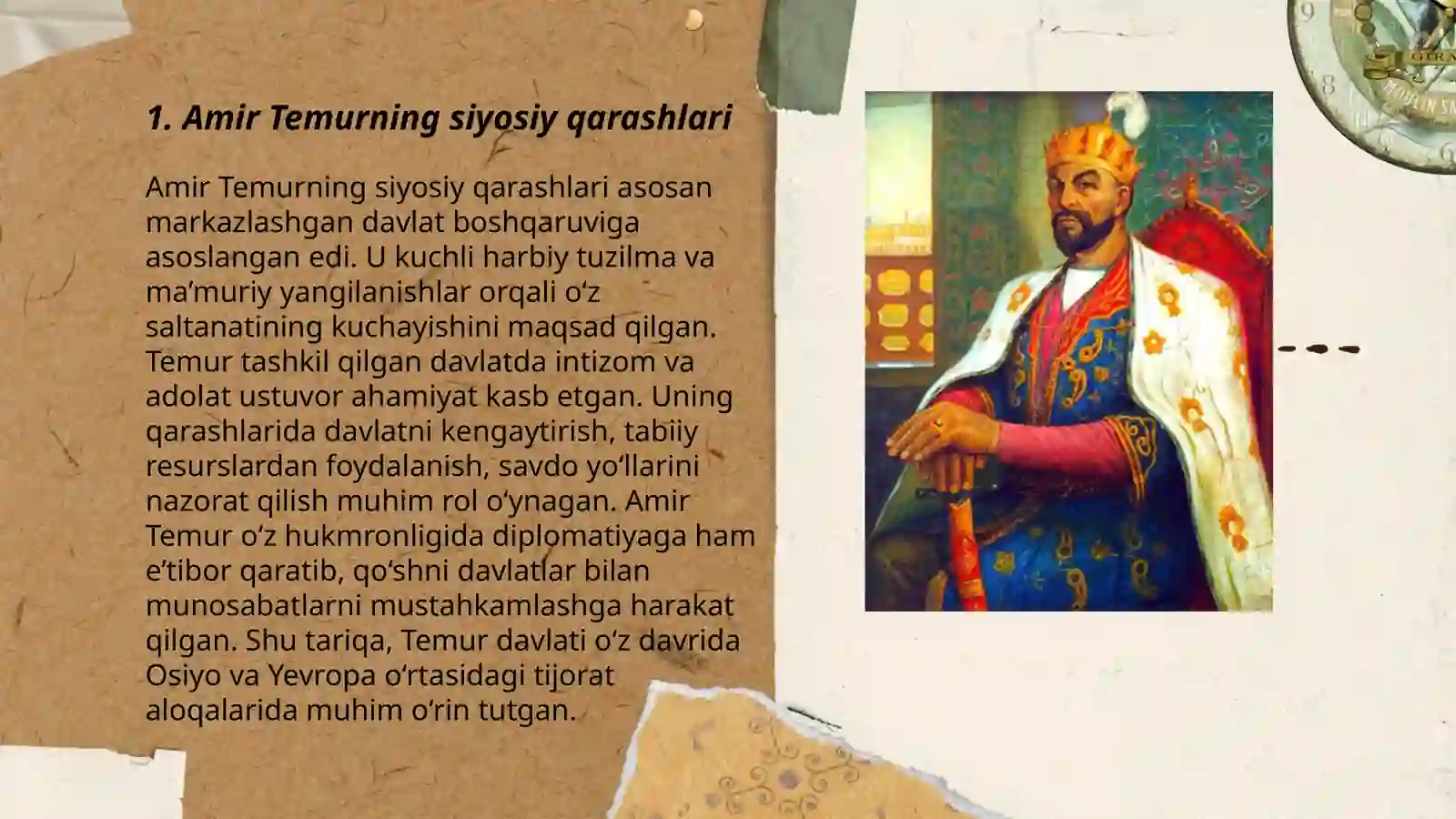 Amir Temurning siyosiy qarashlari 3