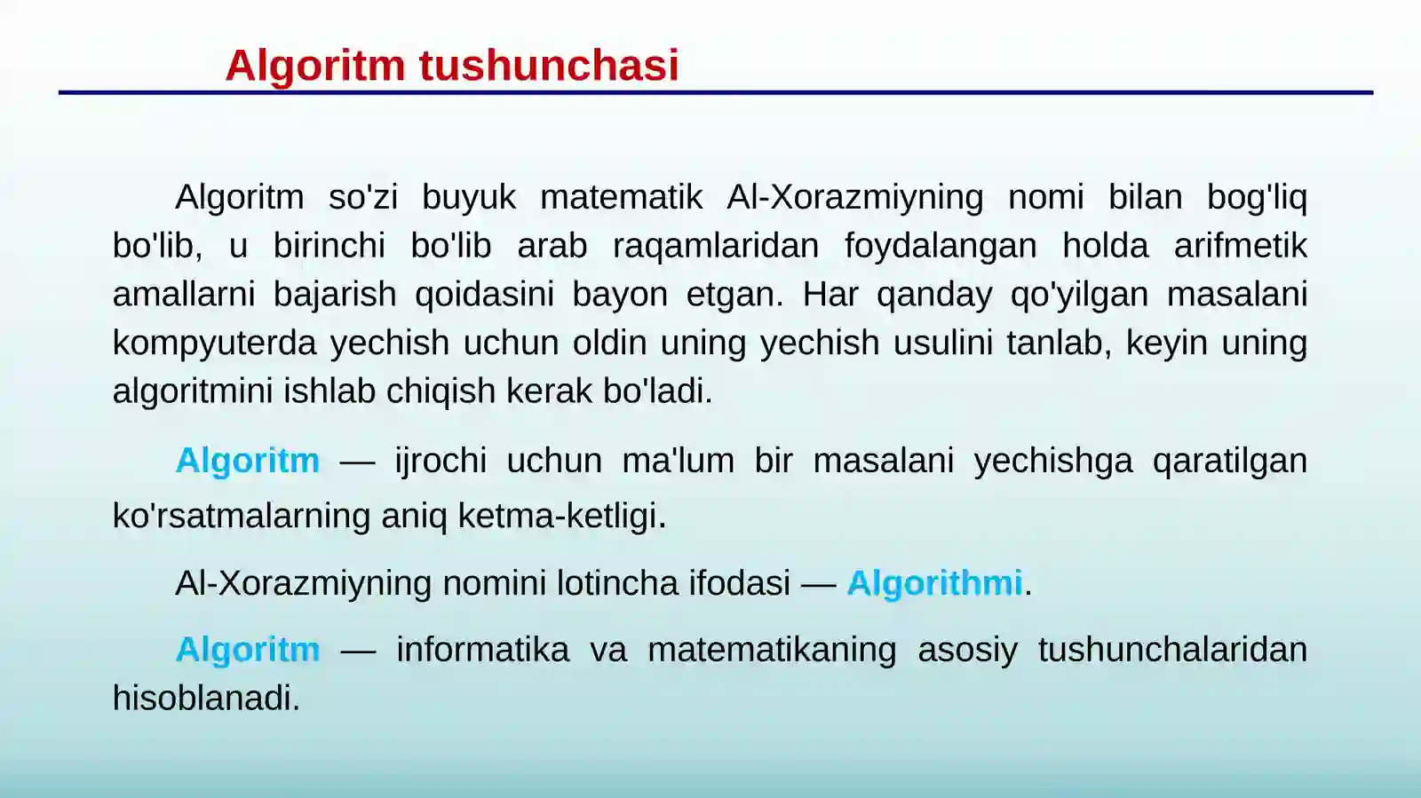 Algoritmlashtirish va dasturlash asoslari 3