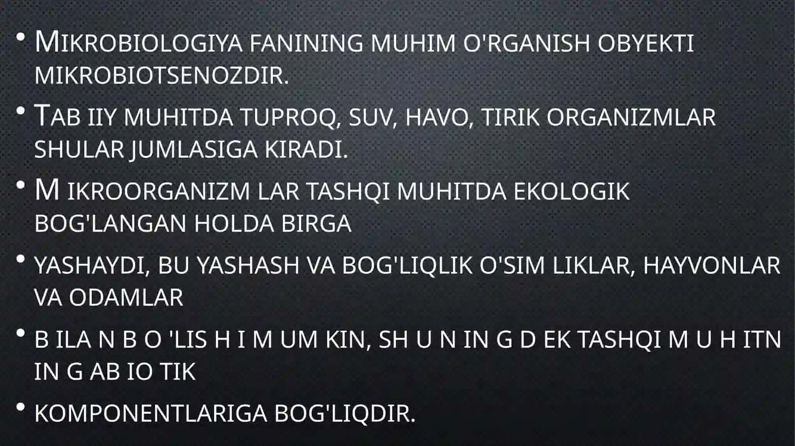 Mikroorganizmlar ekalogiyasi.SanitariYa mikrobiologiyasi 3