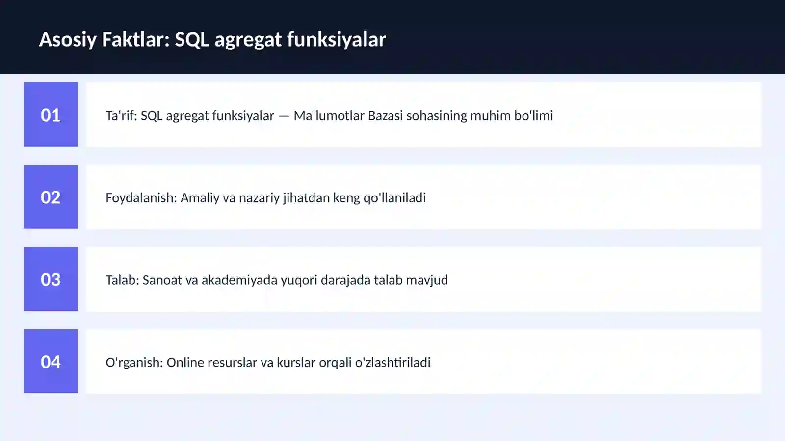SQL agregat funksiyalar 3