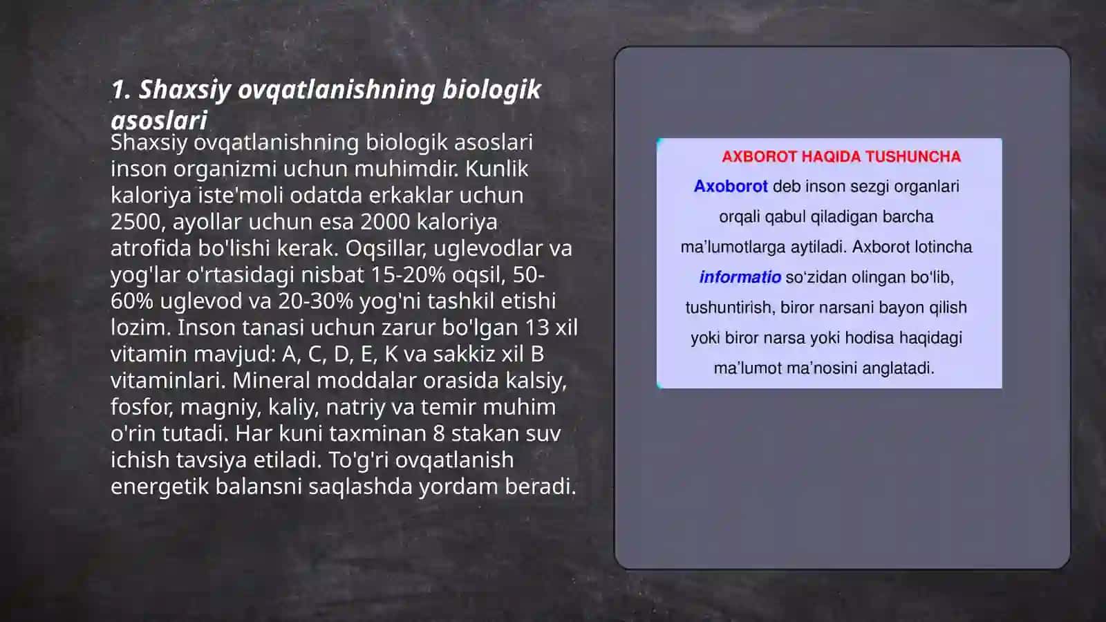 Shaxsiy ovqatlanishning biologik asoslari 3