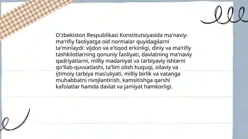 Maʼnaviy -ma'rifiy ishlarni tartibga soluvchi meʼyoriy huquqiy hujjatlar 3