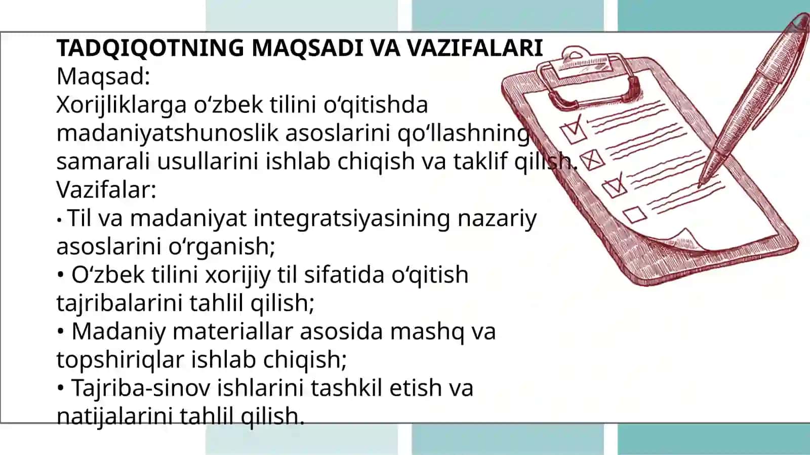 XORIJLIKLARGA O‘ZBEK TILINI MADANIYATSHUNOSLIK BILAN INTEGRATSIYADA O‘QITISH 3