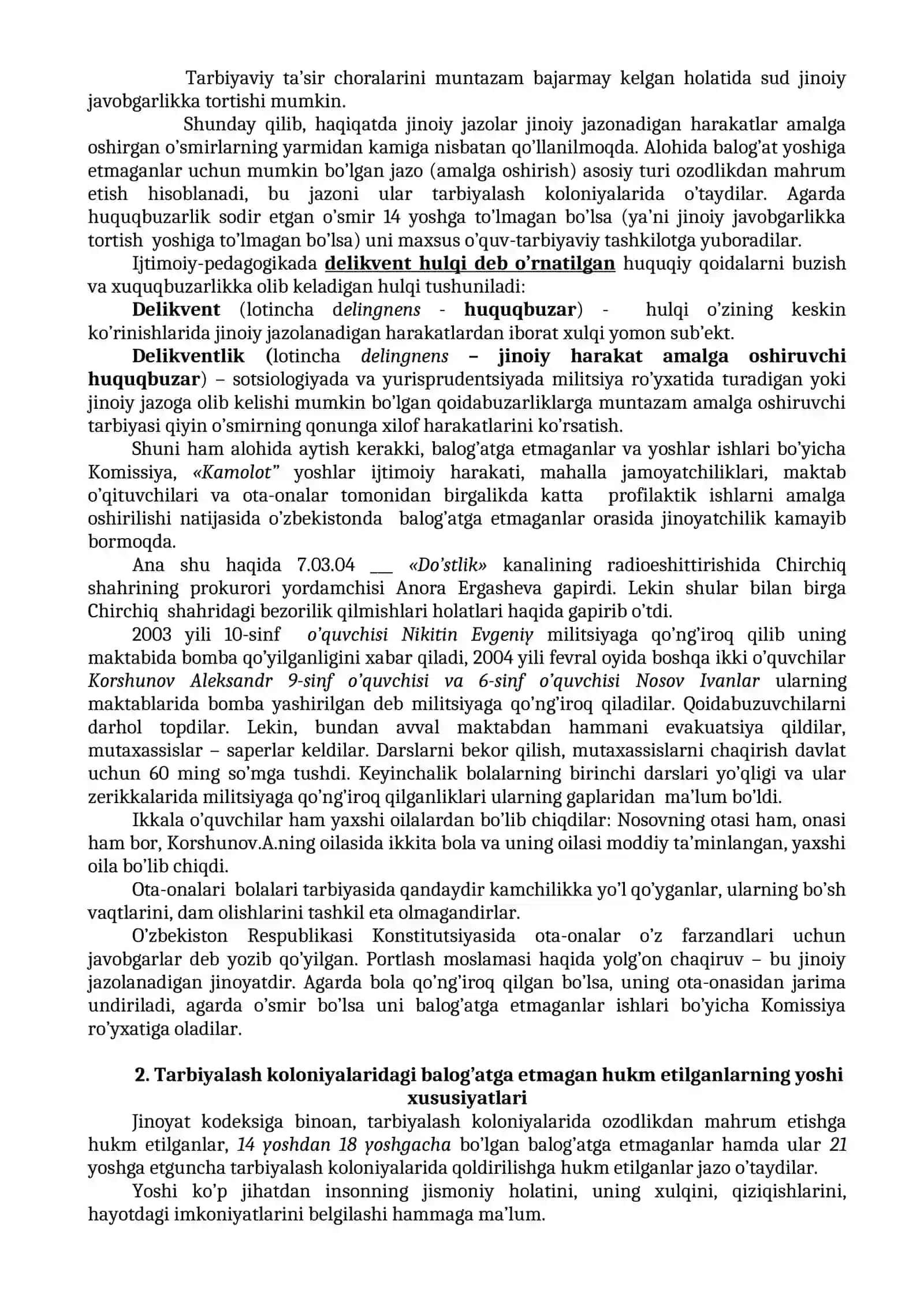 Jinoyatchilik bolalarda delinkventlik vujudga kelish sifatida 3