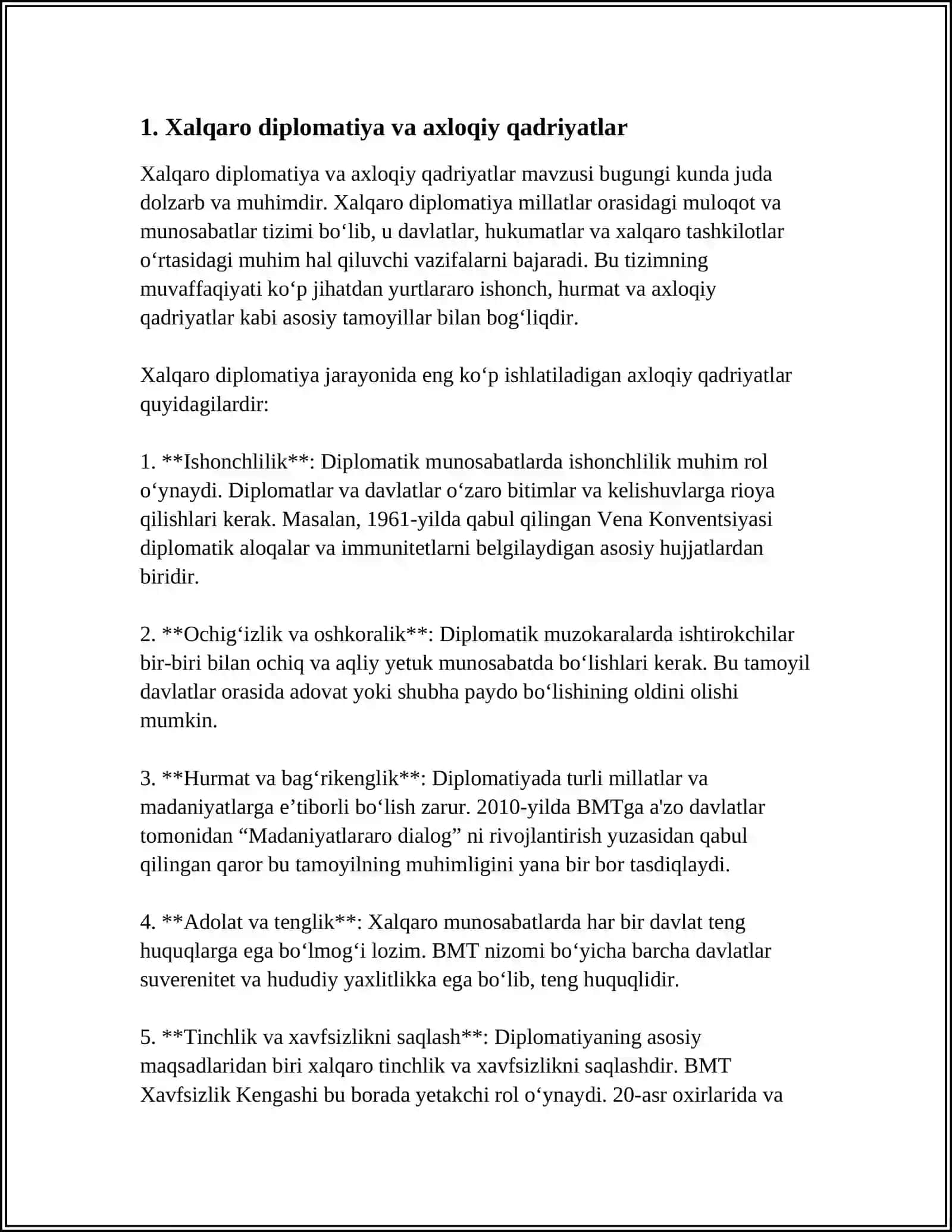 Xalqaro diplomatiya va axloqiy qadriyatlar 3