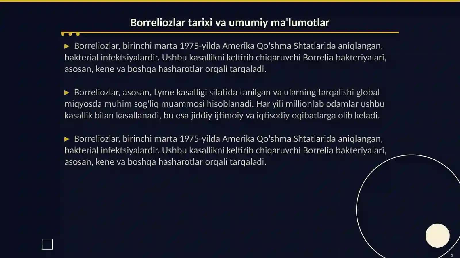 Borreliozlar morfologiyasi, strukturasi, tarqalganligi keltirib choratoria diagnost asis kasalliklari 3