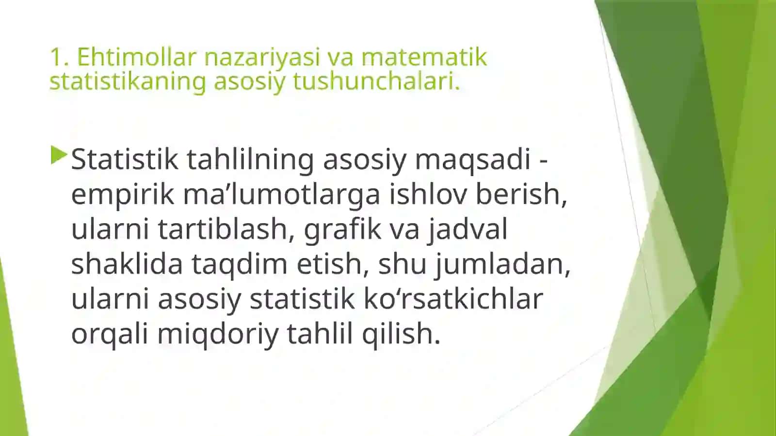 Ekonometrikada ehtimollar nazariyasi va matematik statistikaning asosiy tushunchalari 3