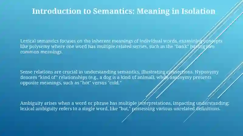 Semantics (meanings in isolation) 3
