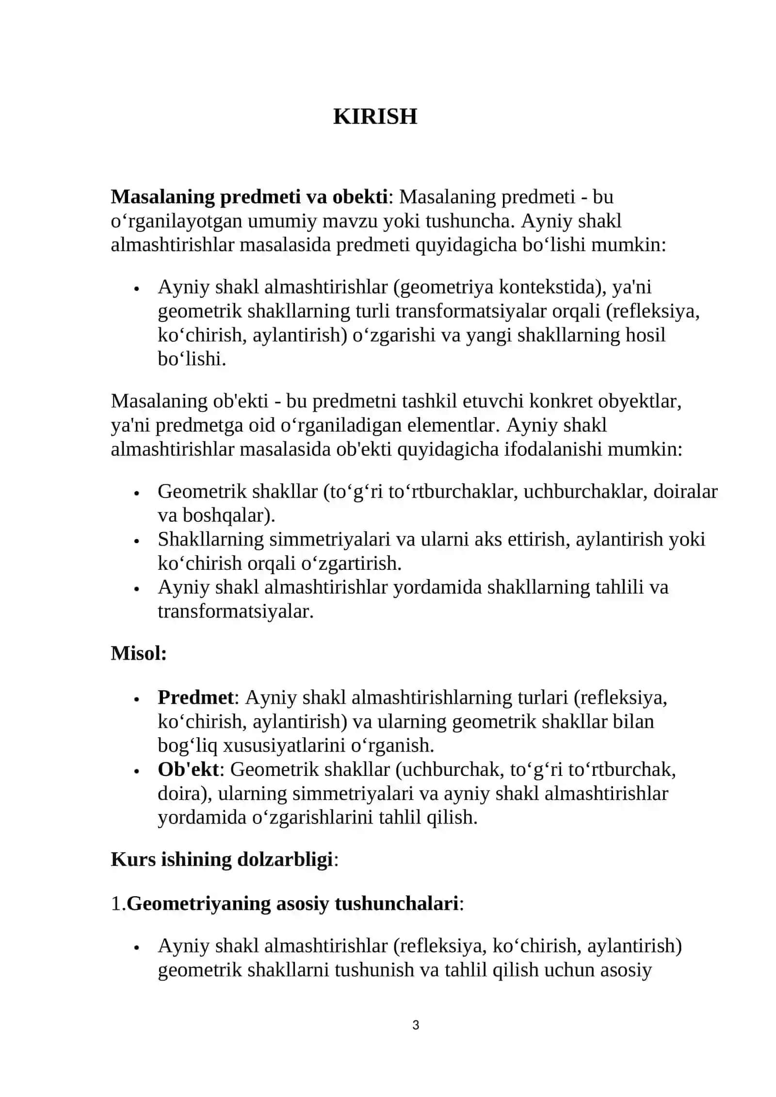 Matematika o`qitish metodikasi fanidan tayyorlagan KURS ISHI 3