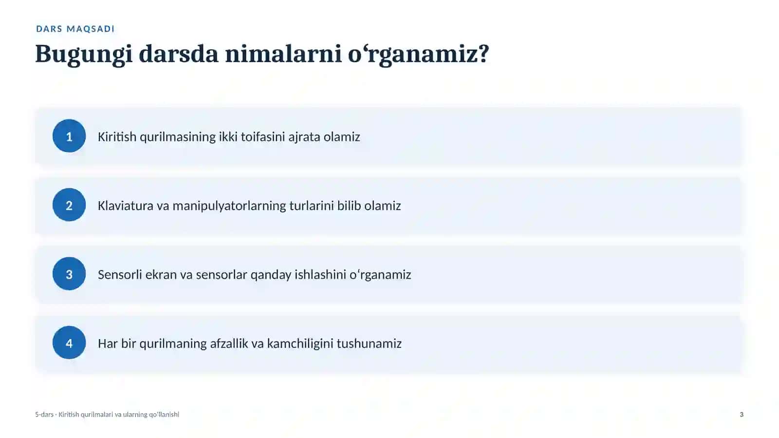 Kiritish qurilmalari va ularning qoʻllanishi 3