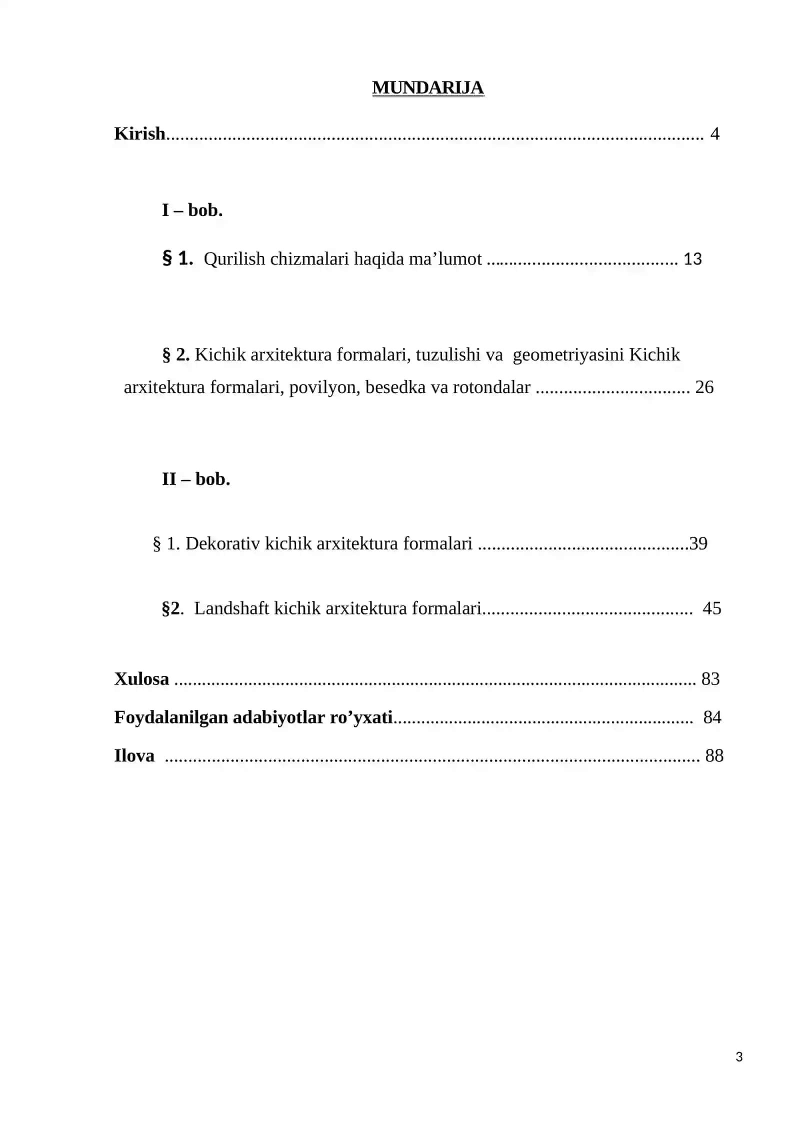 Kichik arxitektura formalari, tuzulishi va  geometriyasi. BITIRUV MALAKAVIY ISH 3