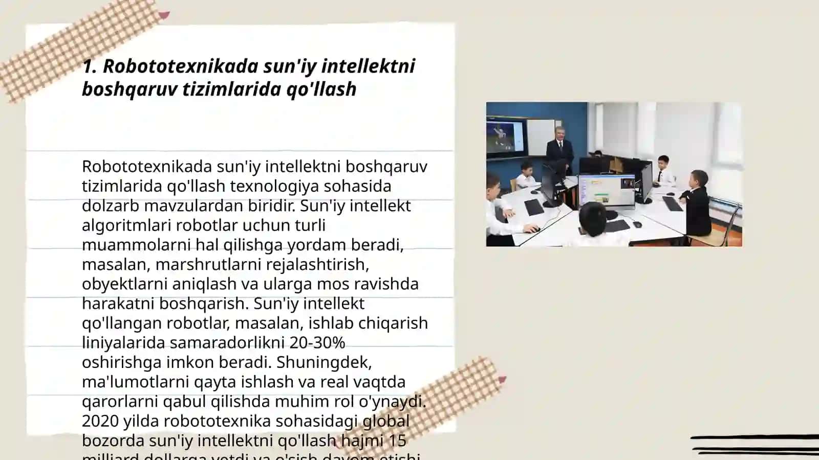 Intellektual boshqaruv tizimlarini robototexnika yo'nalishida qo'llash istiqbollari 3