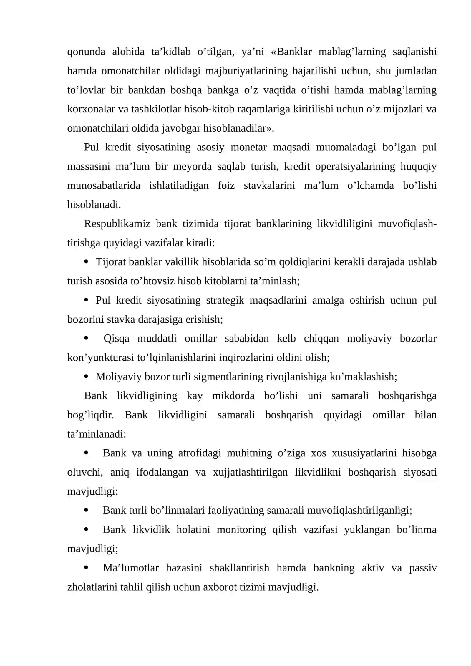 Tijоrat banklarining to’lоvga layoqatliligi va likvidligi 3