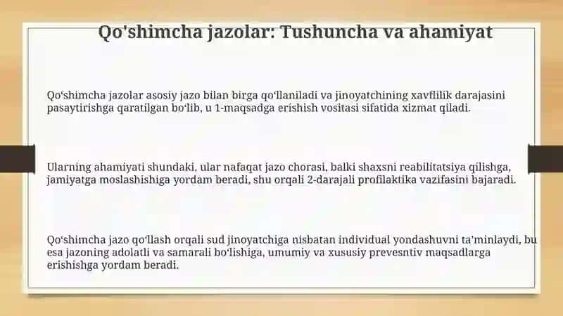 Qo'shimcha jazolar: Tushuncha va ahamiyat 3