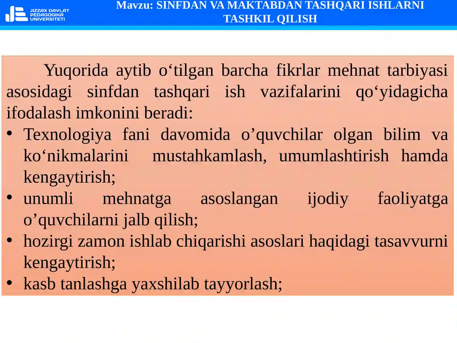SINFDAN VA MAKTABDAN TASHQARI ISHLARNI TASHKIL QILISH 3