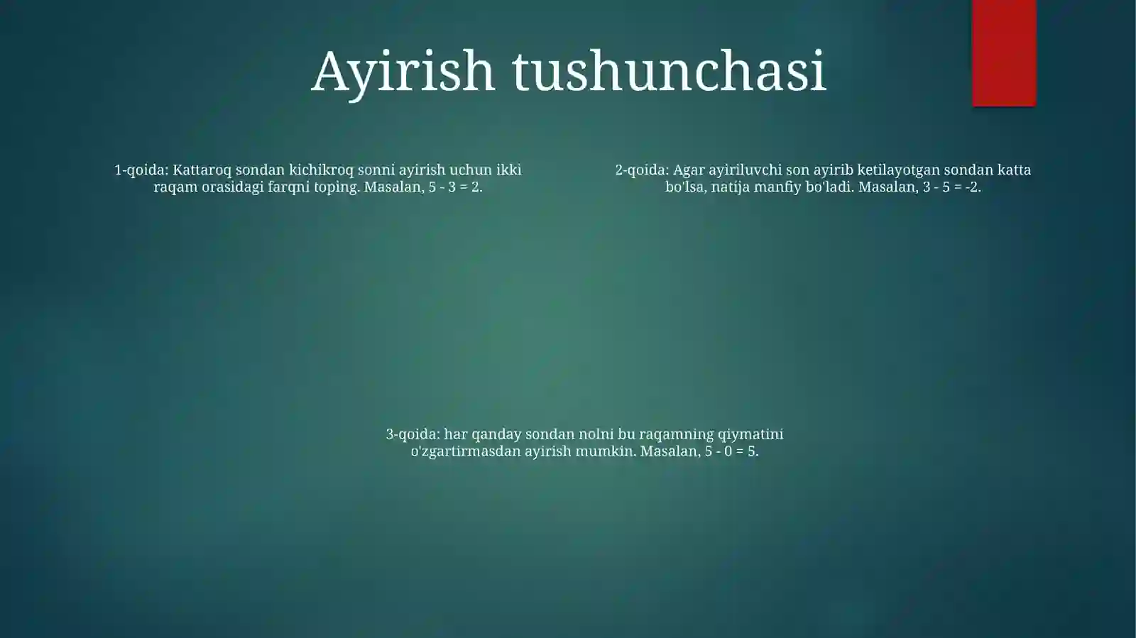 Yig'Indidan Sonni Va Sondan Yig'Indini Ayirish QoidalariningTo'PlamlarNazariyasi 3