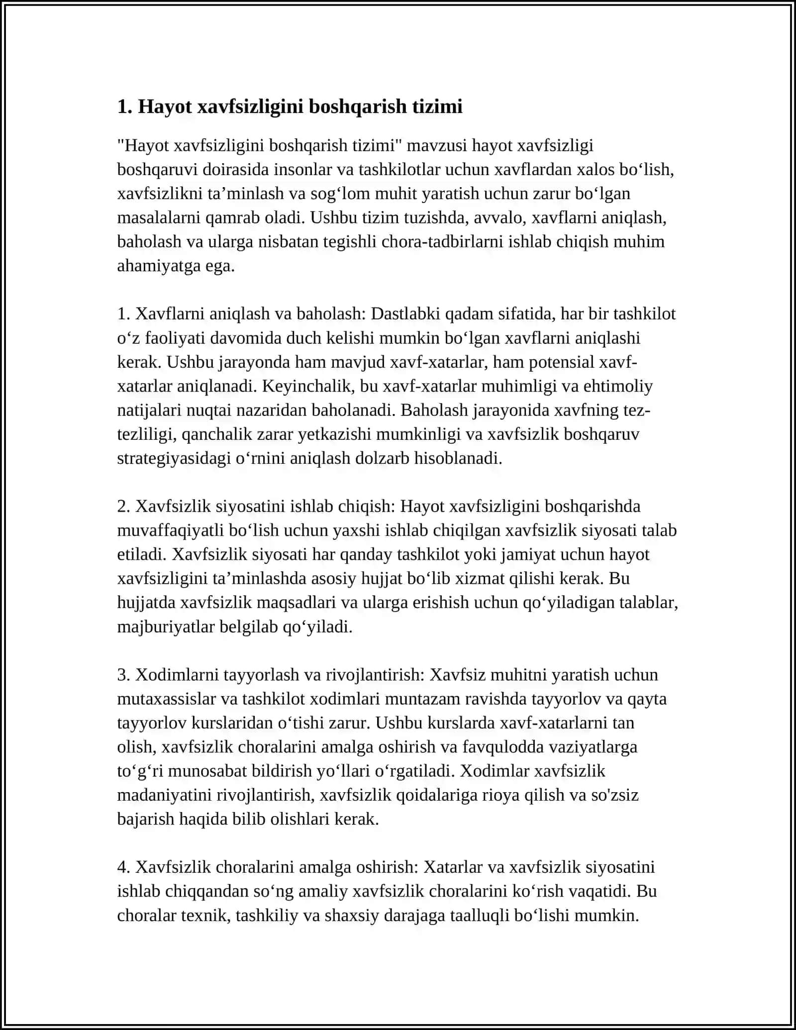HAYOT XAVFSIZLIGINI BOSHQARISH 3