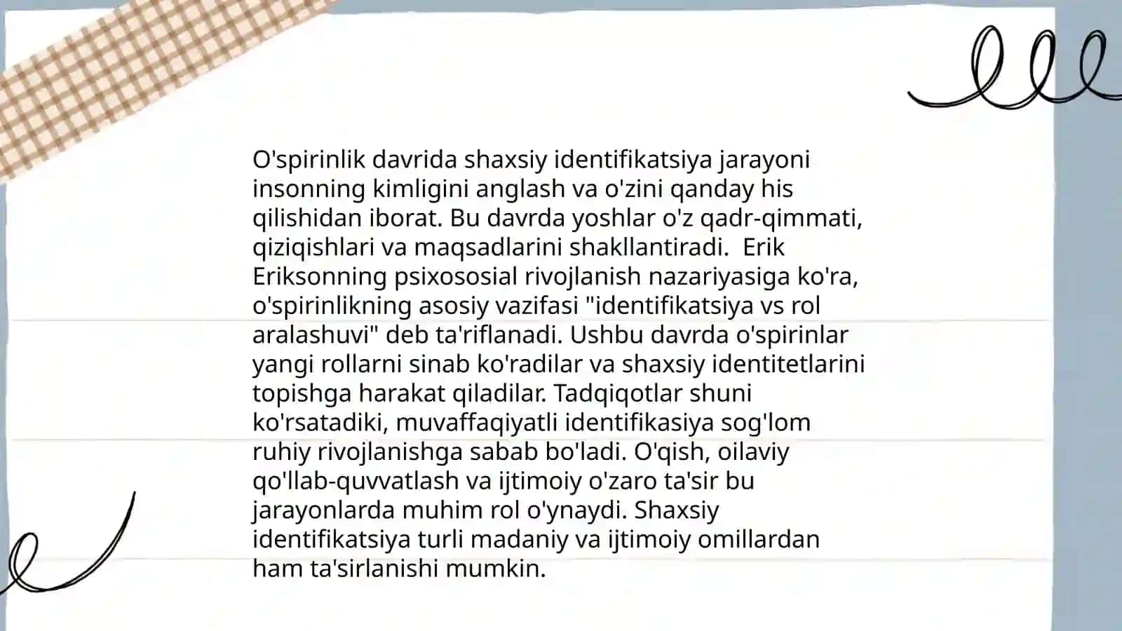 O'spirinlik davrida psixik rivojlanish xususiyatlar va kasb tanlash: Rivojlanayotgan katta yoshlilar 3