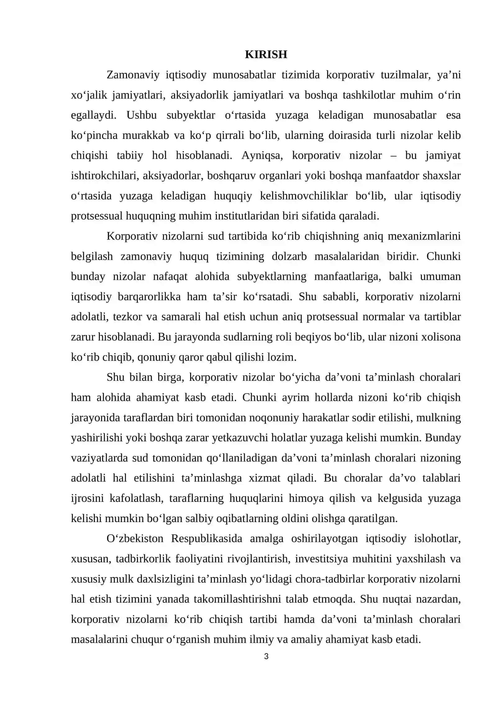 Korporativ nizolar bo‘yicha ishlarni ko‘rib chiqish tartibi, korporativ nizolar bo‘yicha da’voni ta’minlash choralari 3