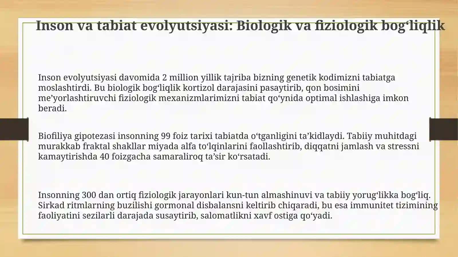 Inson va tabiat evolyutsiyasi: Biologik va fiziologik bog‘liqlik 3